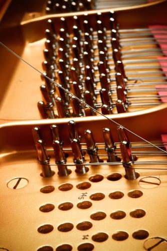 Gussplatte mit Wirbel, Saiten und rotem Filz und Ziffern